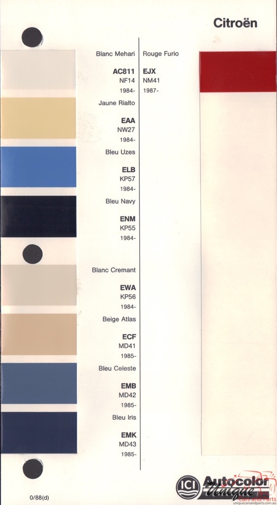 1984 - 1992 Citroen Paint Charts Autocolor 1